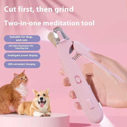 2-in-1 LED Pet Nail Clippers - Safe & Easy Dog & Cat Nail Trimmer with Blood Line Scissors