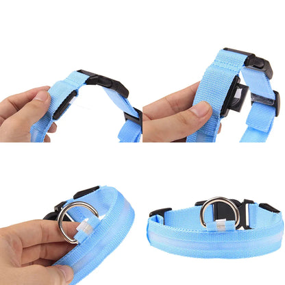 Glow & Go LED Adjustable Dog Collar - Waterproof, Flashing Safety Light for Pets