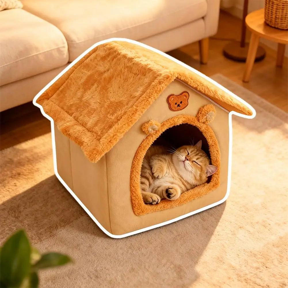 Thickened Winter Warm Pet House All-Season Detachable Washable Dog Cat House for Small Dogs Teddy Cute Comfortable