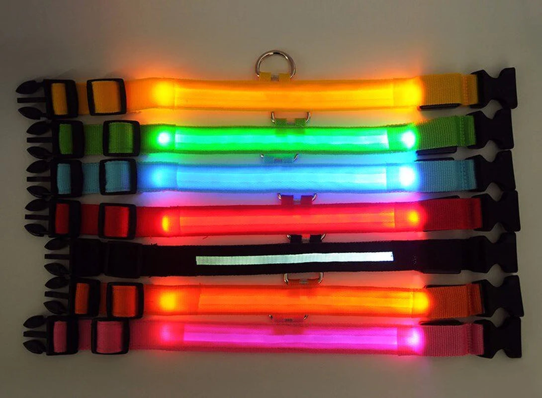 Glow & Go LED Adjustable Dog Collar - Waterproof, Flashing Safety Light for Pets