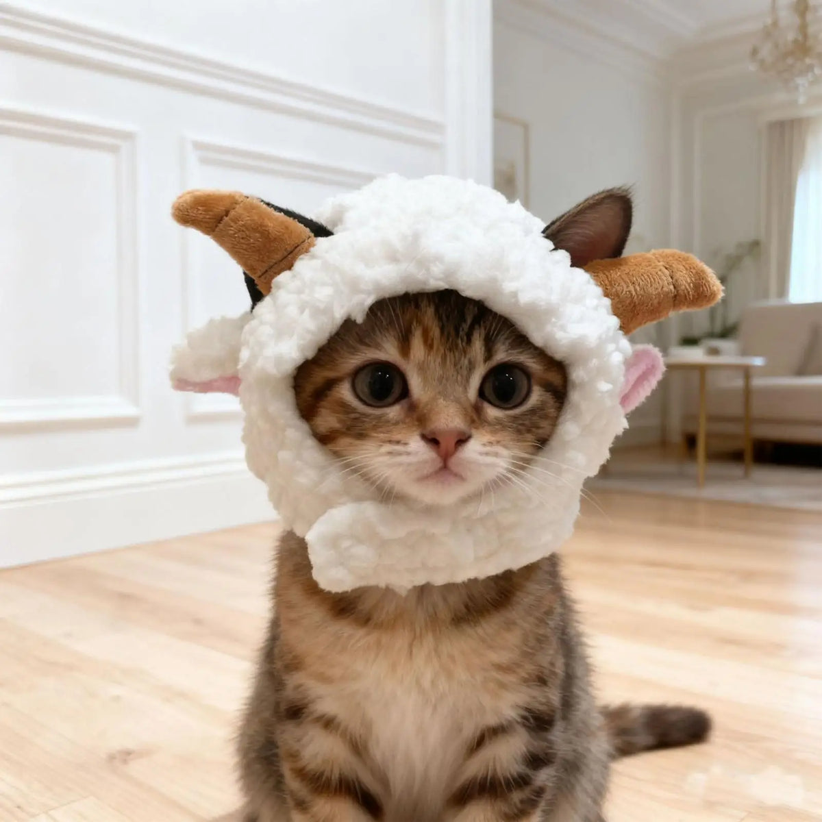 NEW Cat Winter Headwear Cute Sheep Shaped Washable Breathable Kitten Puppy Winter Headwear Covers for Halloween Party Festival