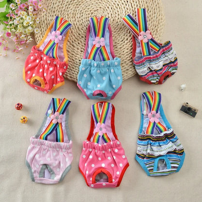 Female Dog Sanitary Panties Breathable Strap Type Reusable Washable Pet Diaper Shorts Summer Thin Heat Period for Teddy Dogs