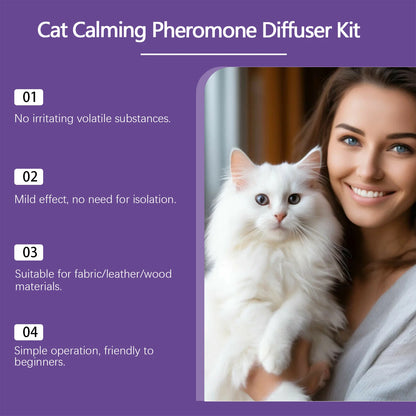Calming Cat Spray, 60ML Natural Cat Anxiety Relief Spray for Stress & Bad Behavior Correction Product Bullet Points Natural Gentle Formula Crafted with Deionized Water, 1,2-Hexanediol and Matrine, Thi
