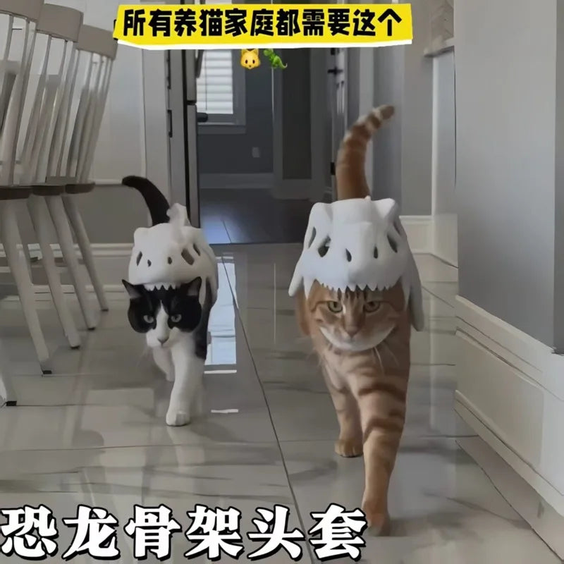 Pet Dinosaur Costume Soft Plush Skeleton Cat Dog Halloween Cosplay Outfit Cute Warm Pet Apparel for Small Medium Pets