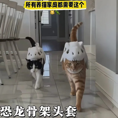 Pet Dinosaur Costume Soft Plush Skeleton Cat Dog Halloween Cosplay Outfit Cute Warm Pet Apparel for Small Medium Pets
