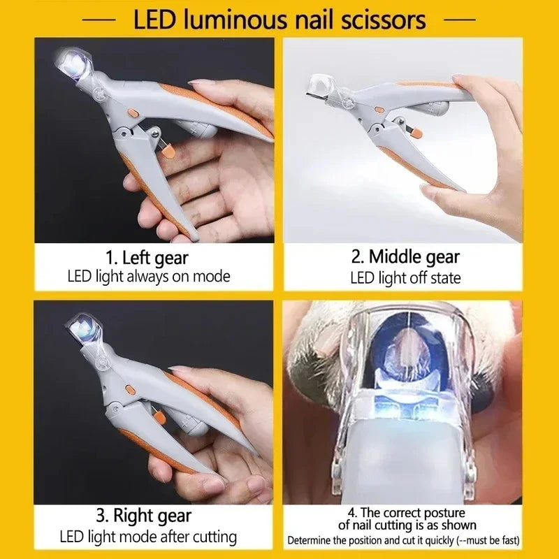 LED Pet Nail Clippers for Dogs & Cats, Professional Safe Pet Claw Cutter with LED Light to Avoid Quick, Sharp Blade Pet Grooming