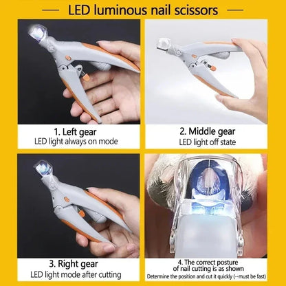 LED Pet Nail Clippers for Dogs & Cats, Professional Safe Pet Claw Cutter with LED Light to Avoid Quick, Sharp Blade Pet Grooming