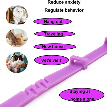 Pet Calming Collar for Cats Dogs Adjustable Anxiety Pheromone Reducing Pet Collar Lasting Natural Calm Relax Soothing Collars