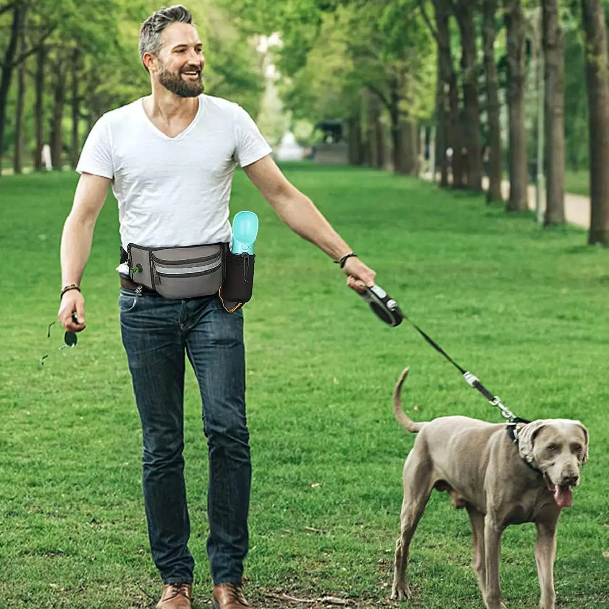 Outdoor Training Waist Bag with Detachable Doggy Training Treat Bag Reflective Waist Pack for Pet Walking, Running Leash Storage