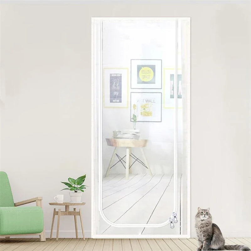 Customized Size Zipper Reinforced Cat Fiberglass Door Screen up & Left Opening Shape Curtain Anti-Mosquito Pet Mesh Door Screen