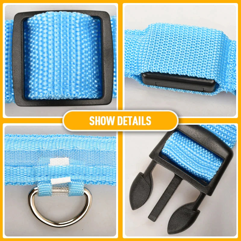 Glow & Go LED Adjustable Dog Collar - Waterproof, Flashing Safety Light for Pets