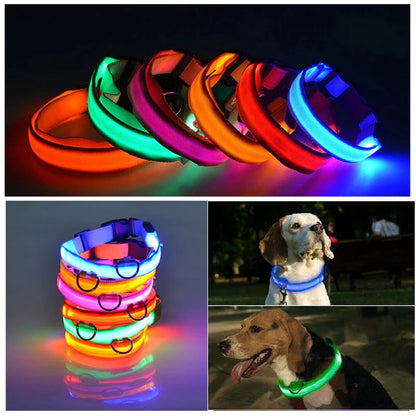 Glow & Go LED Adjustable Dog Collar - Waterproof, Flashing Safety Light for Pets