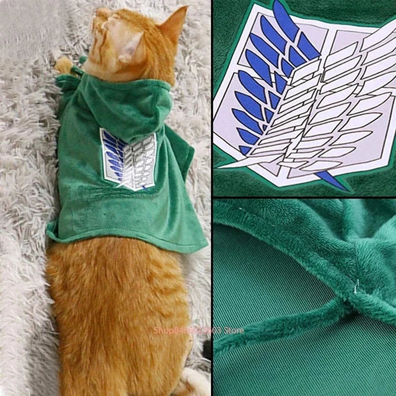 Dog Cat Cloak Christmas Anime Halloween Attack Titaner Pet Cape Shingeki No Kyojin Surveycosplay Costume Photograph Prop Gifts