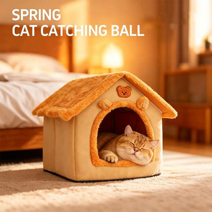 Thickened Winter Warm Pet House All-Season Detachable Washable Dog Cat House for Small Dogs Teddy Cute Comfortable