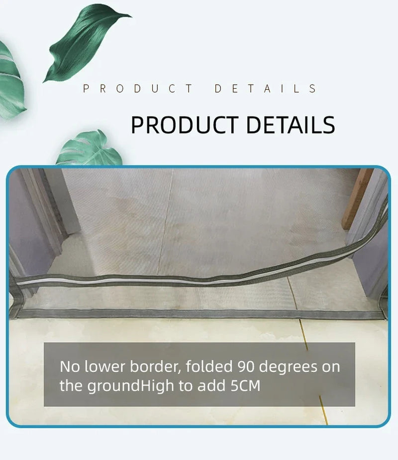 Customized Size Zipper Reinforced Cat Fiberglass Door Screen up & Left Opening Shape Curtain Anti-Mosquito Pet Mesh Door Screen