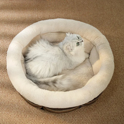 Soft round Pet Beds for Small Medium Large Cats Winter Warm Puppy Sofa House Washable Non-Slip Base Pet Deep Sleeping Kennels