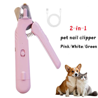2-in-1 LED Pet Nail Clippers - Safe & Easy Dog & Cat Nail Trimmer with Blood Line Scissors