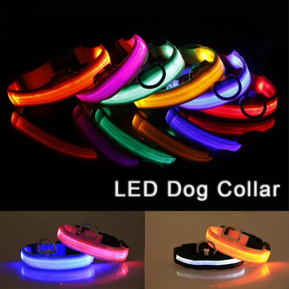 Glow & Go LED Adjustable Dog Collar - Waterproof, Flashing Safety Light for Pets