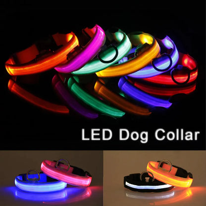 Glow & Go LED Adjustable Dog Collar - Waterproof, Flashing Safety Light for Pets