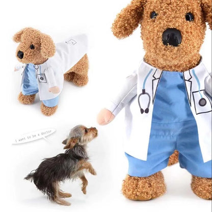 Pet Clothes Cat Dog Cosplay Doctors Costume Puppy White Gown Funny Coat Party Dress for Small Pets Outfits Chihuahua Costumes