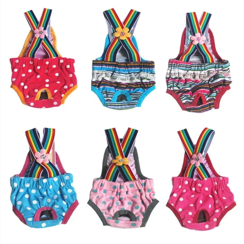 Female Dog Sanitary Panties Breathable Strap Type Reusable Washable Pet Diaper Shorts Summer Thin Heat Period for Teddy Dogs