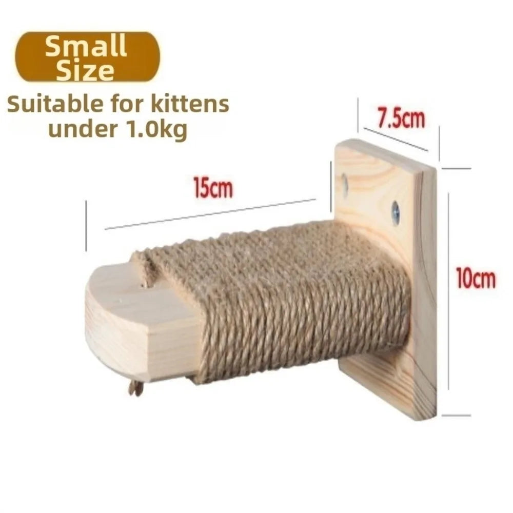 1Pc/4Pcs Wooden Cat Climbing Shelves Sisal Cover Wall Mounted Cat Scratcher Furniture Pet Stairs Toy Scratching Board