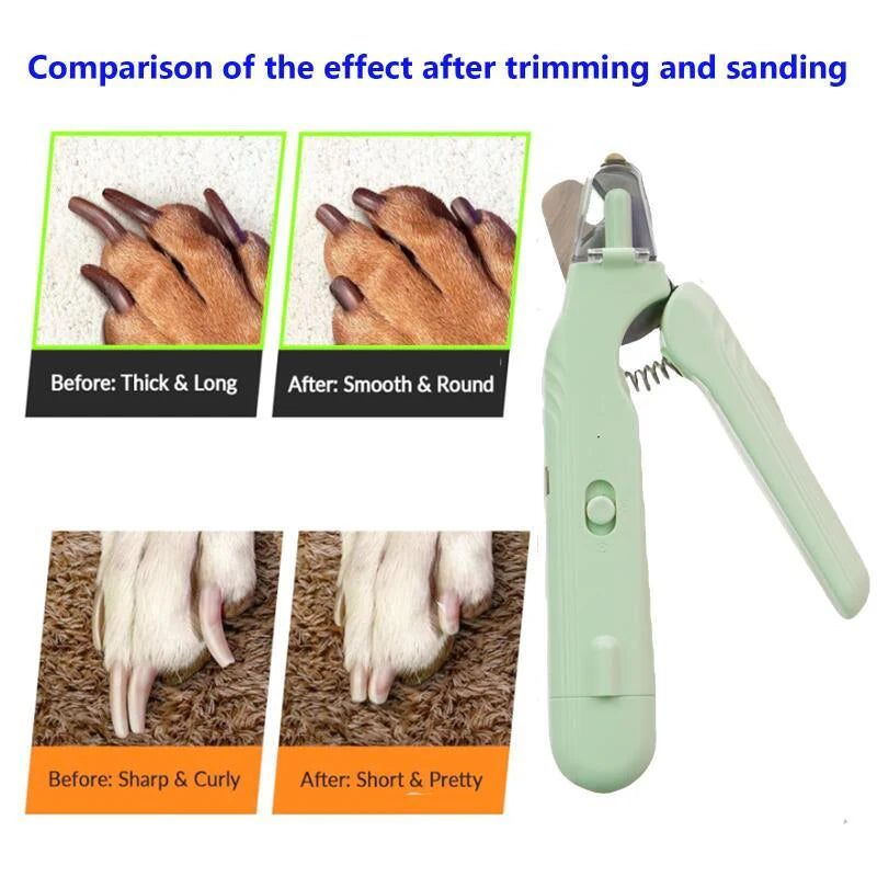 2-in-1 LED Pet Nail Clippers - Safe & Easy Dog & Cat Nail Trimmer with Blood Line Scissors