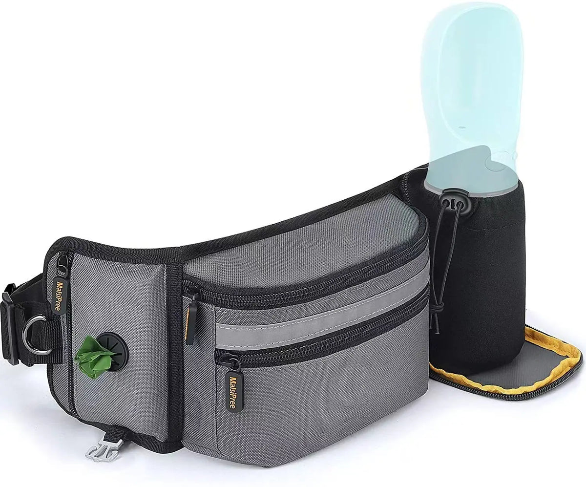 Outdoor Training Waist Bag with Detachable Doggy Training Treat Bag Reflective Waist Pack for Pet Walking, Running Leash Storage