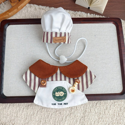 Cute Pet Chef Costume Set with Hat and Bib Collar Role Play Outfit for Dogs Cats Fun Pet Gift Birthday Party Photo Props