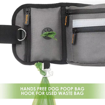 Outdoor Training Waist Bag with Detachable Doggy Training Treat Bag Reflective Waist Pack for Pet Walking, Running Leash Storage