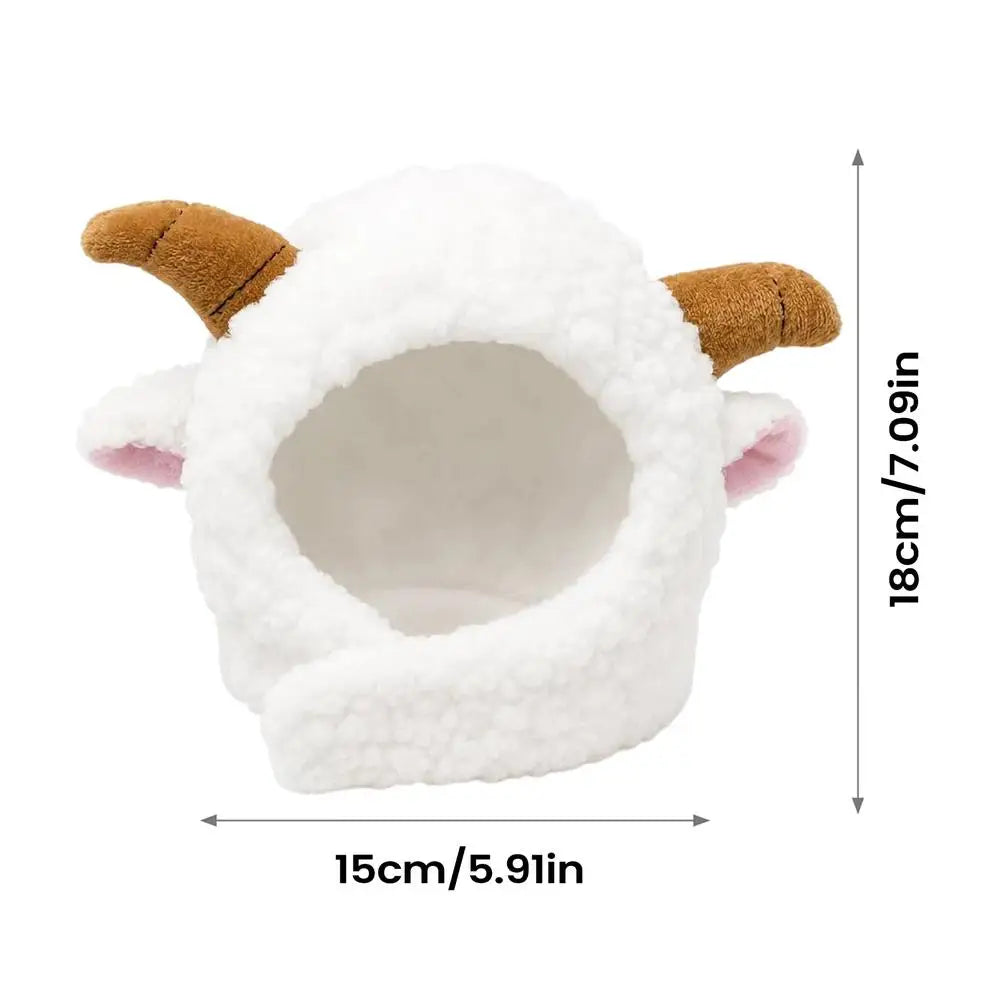 NEW Cat Winter Headwear Cute Sheep Shaped Washable Breathable Kitten Puppy Winter Headwear Covers for Halloween Party Festival