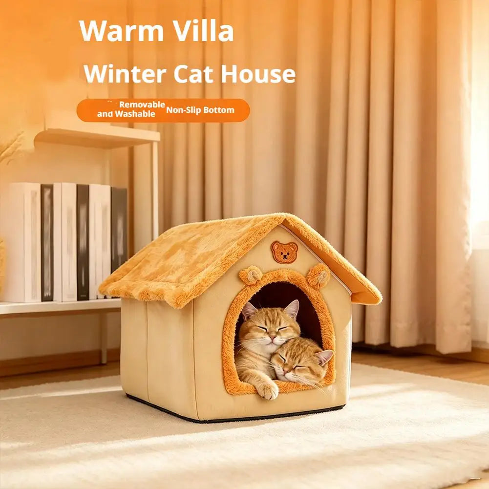 Thickened Winter Warm Pet House All-Season Detachable Washable Dog Cat House for Small Dogs Teddy Cute Comfortable