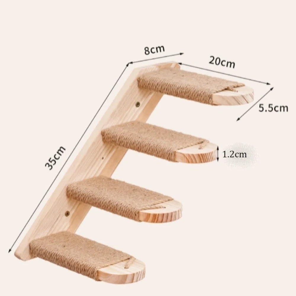 1Pc/4Pcs Wooden Cat Climbing Shelves Sisal Cover Wall Mounted Cat Scratcher Furniture Pet Stairs Toy Scratching Board