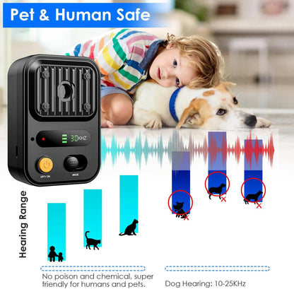 Black-Green Color Options -- 1Pc Ultrasonic Anti-Barking Device Rechargeable Auto Dog Bark Control Deterrent Box Training Device IPX4 Waterproof with 3 Frequency Max 32.8Feet Sensing Distance for Most
