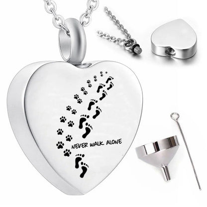 Cremation Jewelry Pet Dog Paw Print Owner'S Foot Pattern Pendant Necklace Keepsake Jewelry - Never Walk Alone