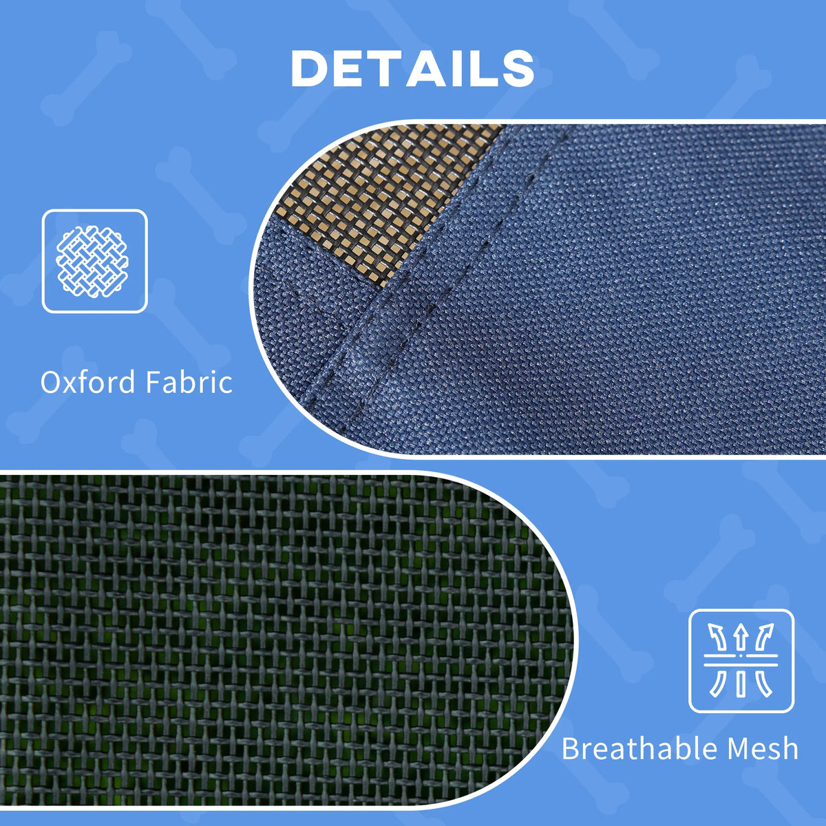 Elevated Portable Dog Cot Pet Bed with UV Protection Canopy Shade, 36 Inch, Dark Blue