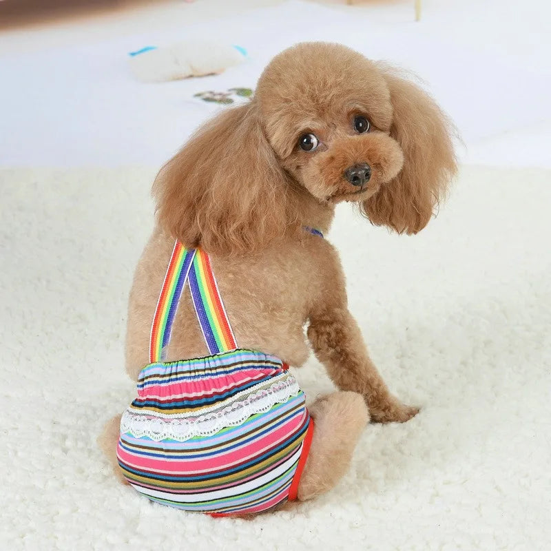 Female Dog Sanitary Panties Breathable Strap Type Reusable Washable Pet Diaper Shorts Summer Thin Heat Period for Teddy Dogs