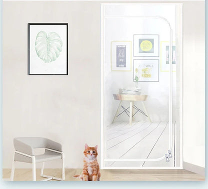 Customized Size Zipper Reinforced Cat Fiberglass Door Screen up & Left Opening Shape Curtain Anti-Mosquito Pet Mesh Door Screen