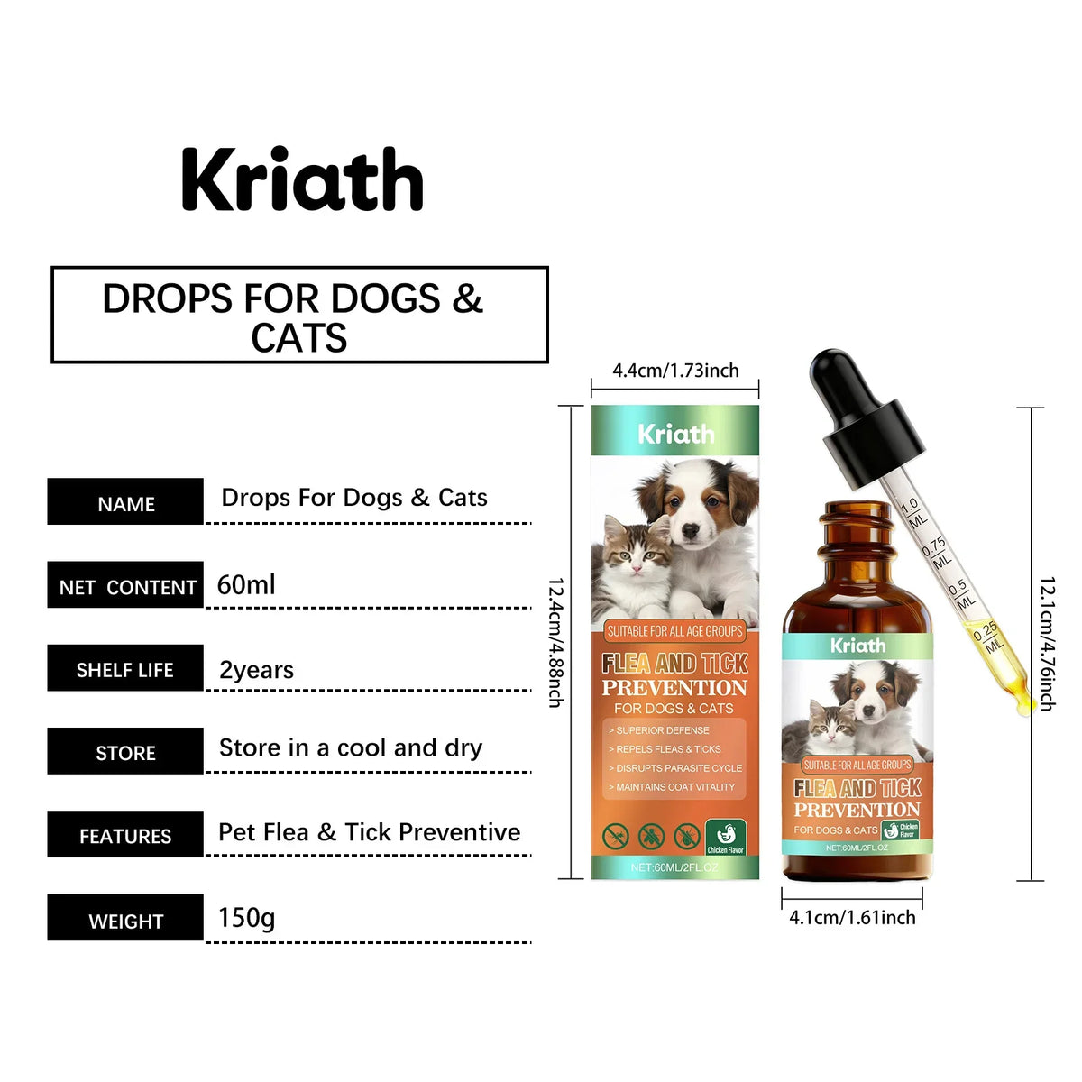 Dogs Cats Dewormer Drops Natural Deworming Supplement Intestinal Parasite Control Protect Repel Dual Effect Pet Dewormer Liquid