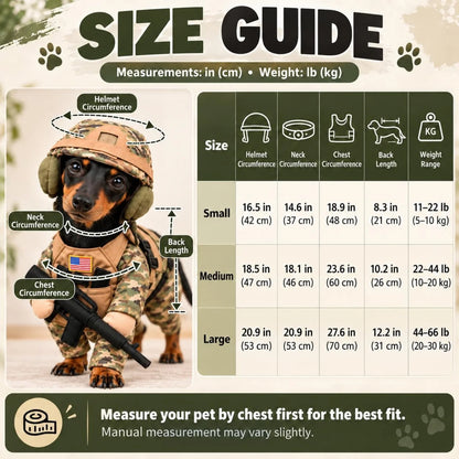 Pet Tactical Soldier Costume with Helmet, for Small Medium Dogs & Cats，M