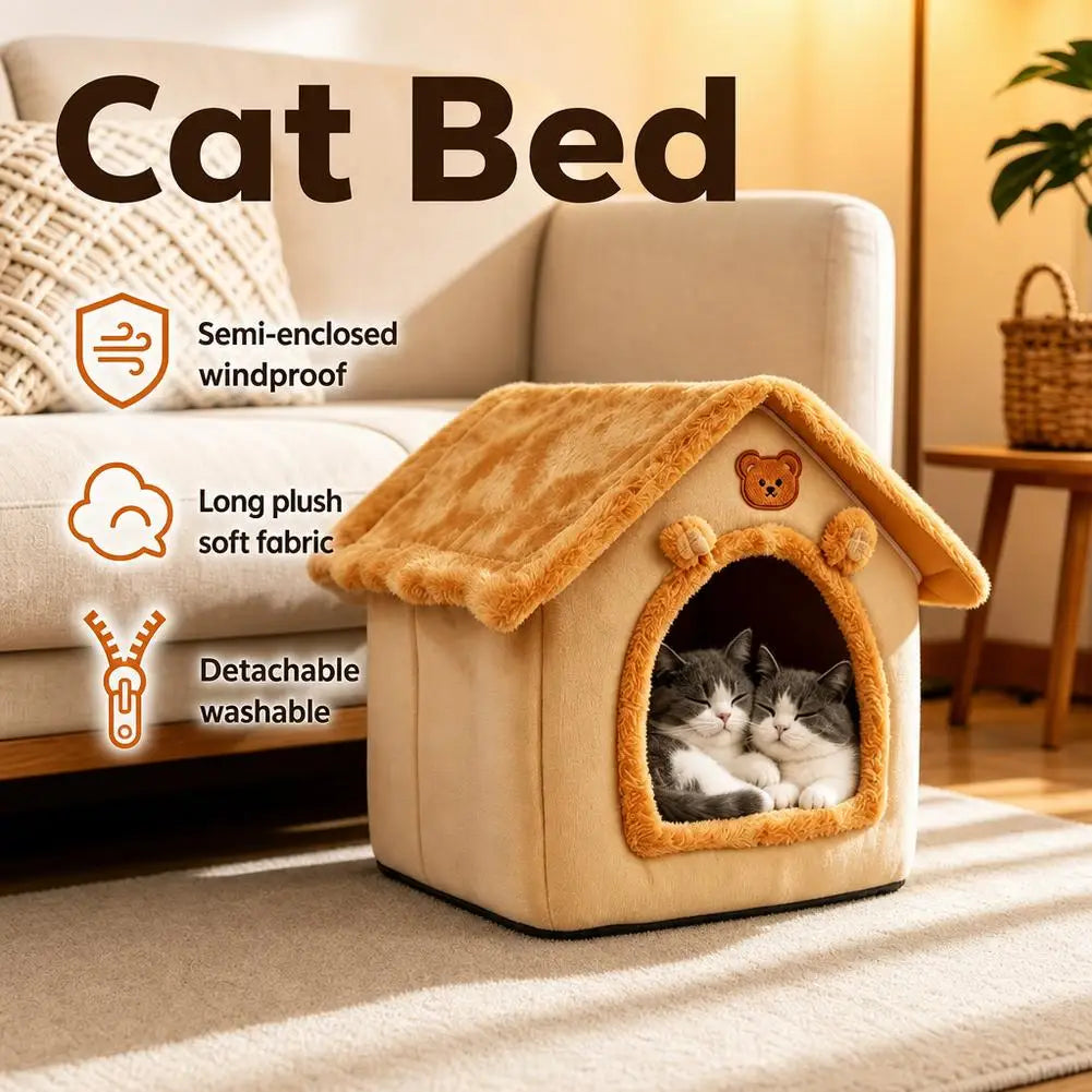 Thickened Winter Warm Pet House All-Season Detachable Washable Dog Cat House for Small Dogs Teddy Cute Comfortable