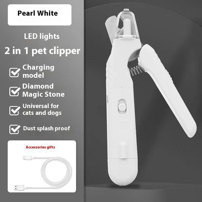 2-in-1 LED Pet Nail Clippers - Safe & Easy Dog & Cat Nail Trimmer with Blood Line Scissors