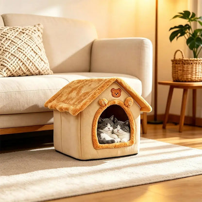 Thickened Winter Warm Pet House All-Season Detachable Washable Dog Cat House for Small Dogs Teddy Cute Comfortable