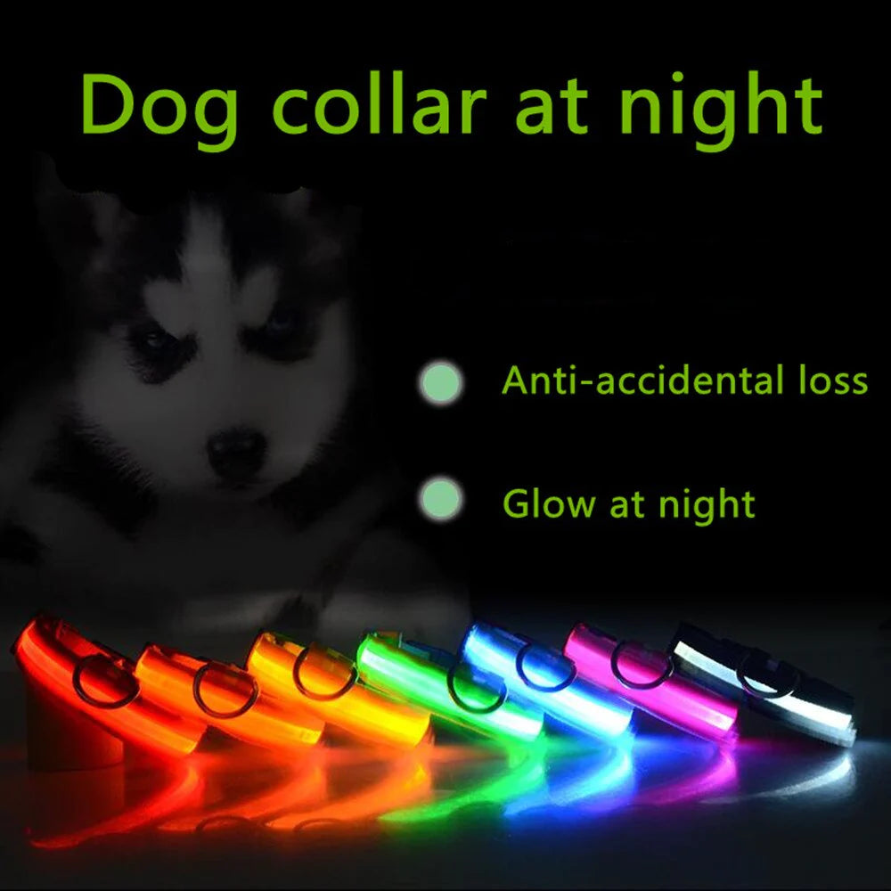 Glow & Go LED Adjustable Dog Collar - Waterproof, Flashing Safety Light for Pets