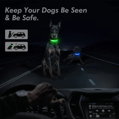 Glow & Go LED Adjustable Dog Collar - Waterproof, Flashing Safety Light for Pets