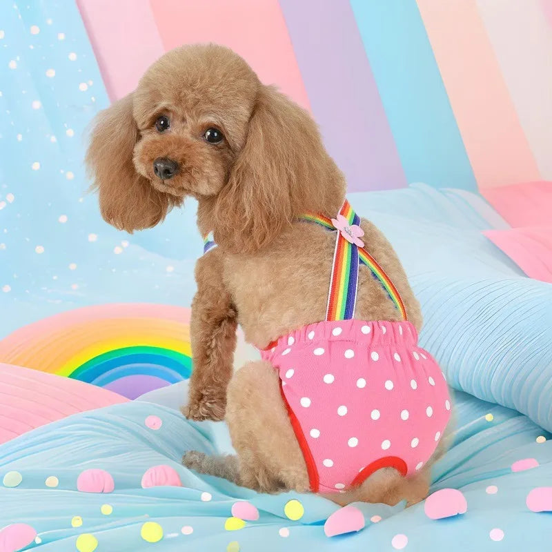 Female Dog Sanitary Panties Breathable Strap Type Reusable Washable Pet Diaper Shorts Summer Thin Heat Period for Teddy Dogs