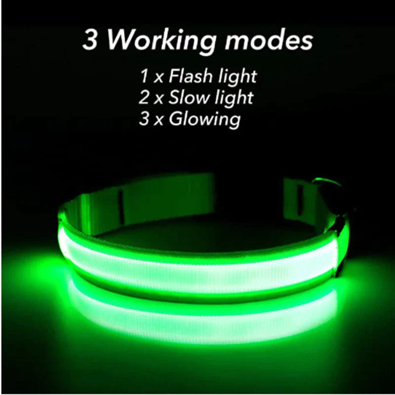 Glow & Go LED Adjustable Dog Collar - Waterproof, Flashing Safety Light for Pets