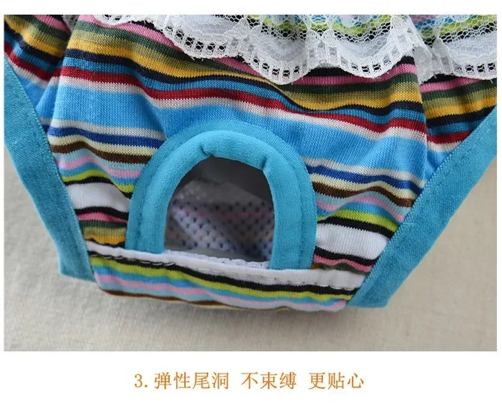 Female Dog Sanitary Panties Breathable Strap Type Reusable Washable Pet Diaper Shorts Summer Thin Heat Period for Teddy Dogs