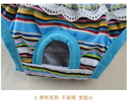 Female Dog Sanitary Panties Breathable Strap Type Reusable Washable Pet Diaper Shorts Summer Thin Heat Period for Teddy Dogs