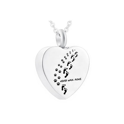 Cremation Jewelry Pet Dog Paw Print Owner'S Foot Pattern Pendant Necklace Keepsake Jewelry - Never Walk Alone